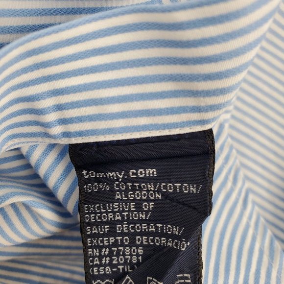 Tommy Hilfiger Mens Y2K Shirt Long Sleeve Button Up Striped White Blue Size L - Picture 7 of 8
